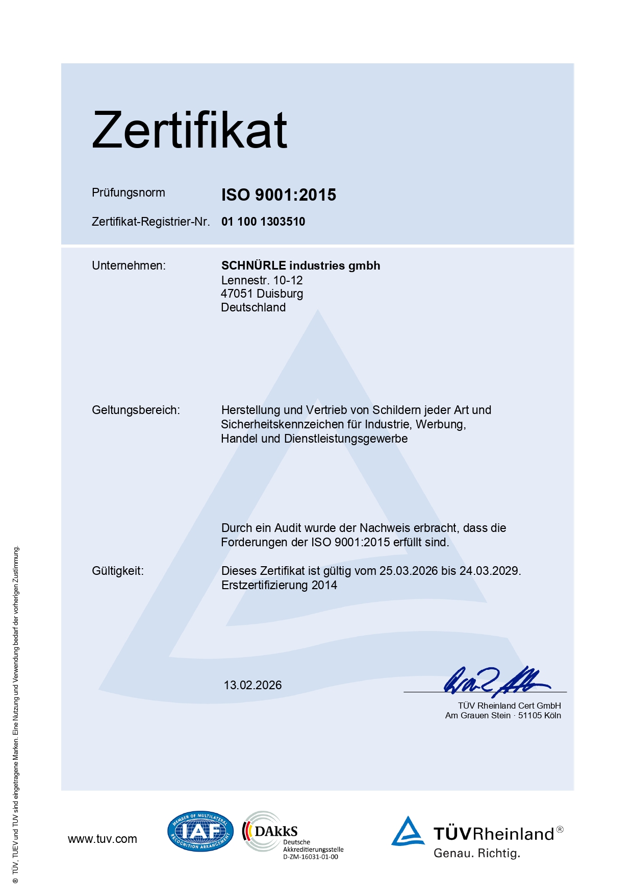 tuev zertifikat iso 9001 2026